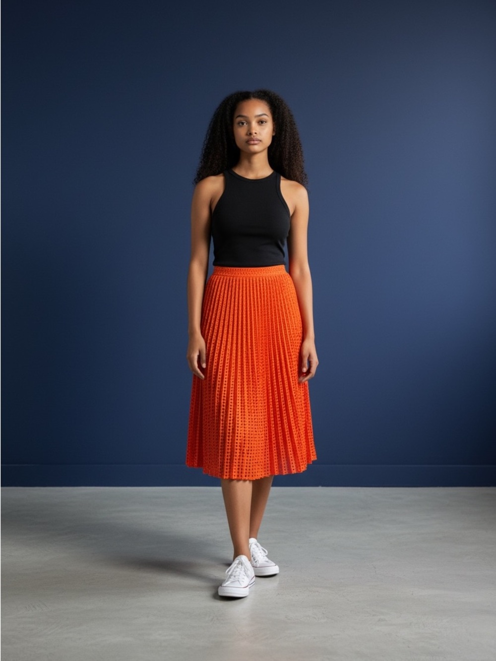 New York & Company Vibrant Orange A-Line Skirt